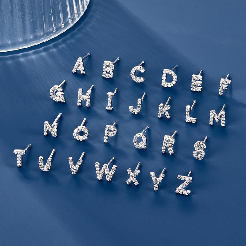 Alphabet Zircon Studs - 925 Silver Light Luxury Factory Wholesale