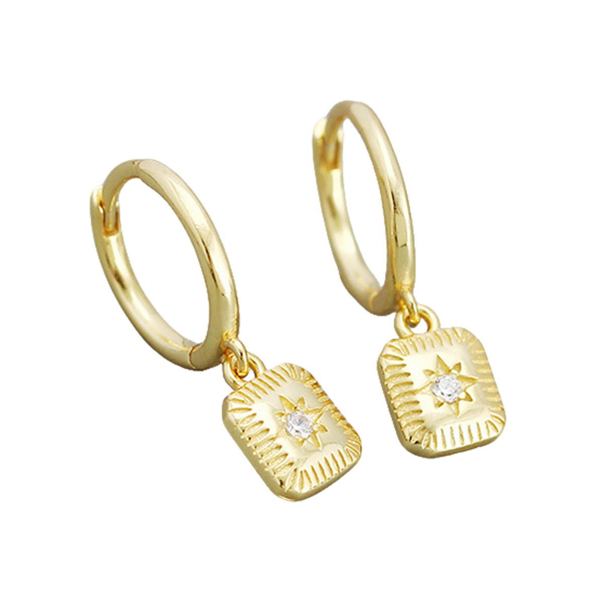 Square Zircon Hoop Earrings - S925 Silver Niche Minimalist Jewelry