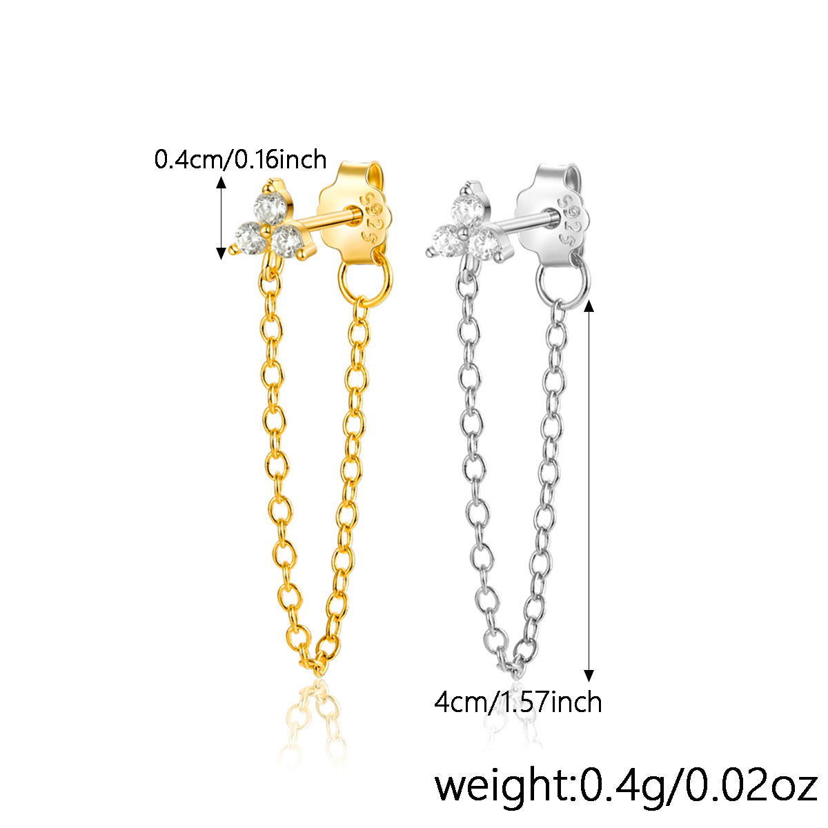 Octagram Snake Earring - 925 Silver Single Chain Geometric Jewelry