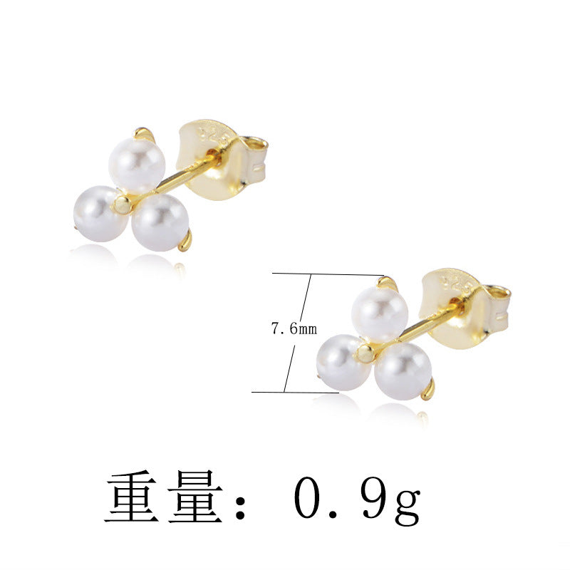 925 Sterling Silver Simple Pearl Stud Earrings, Minimalist High-End Daily Jewelry