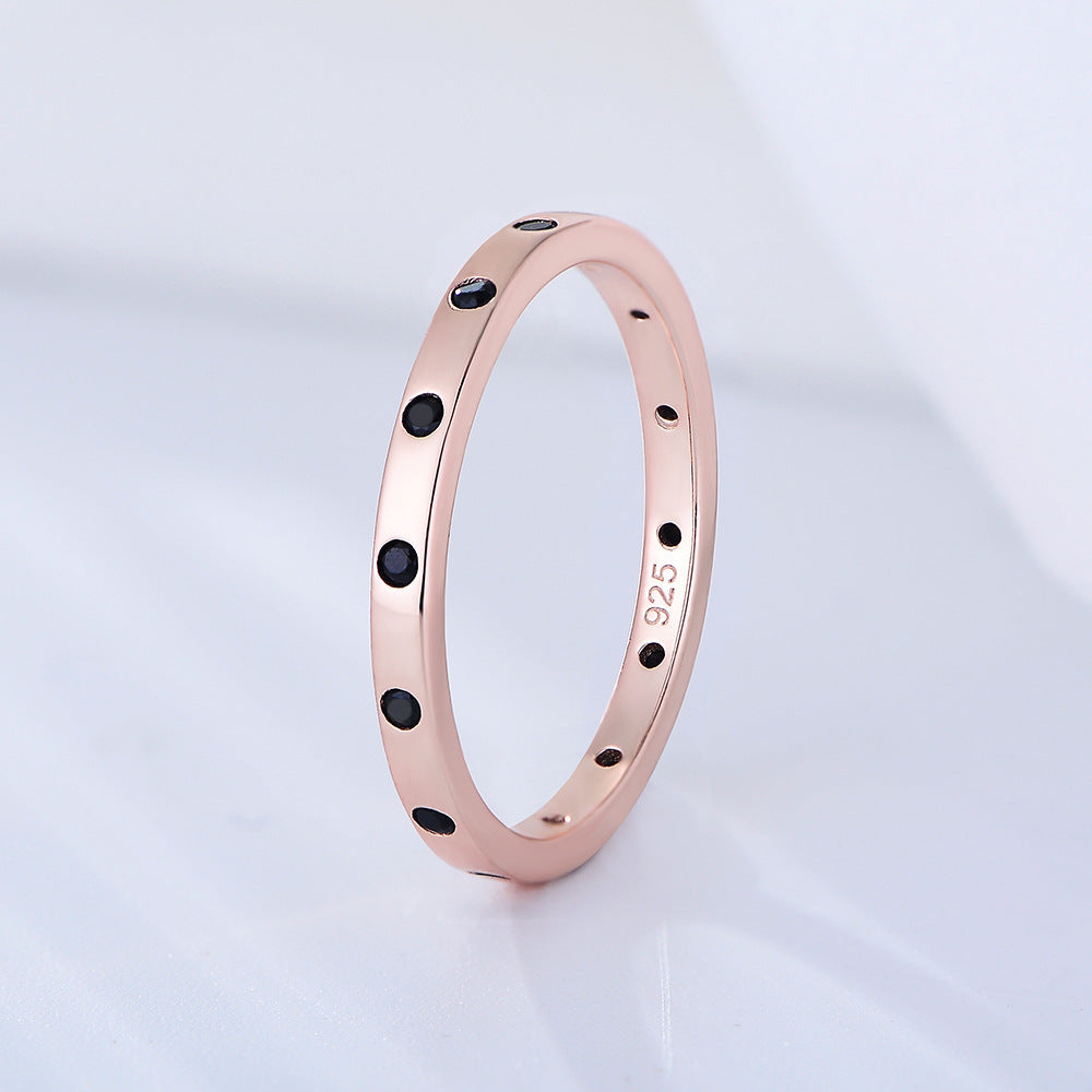 925 Sterling Silver Stackable Rings, Thin Zirconia Band Set