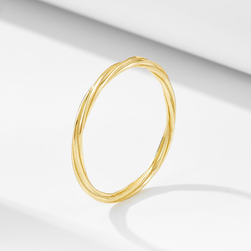 925 Sterling Silver Geometric Entwined Line Ring, Minimalist High-End Ins Style Jewelry