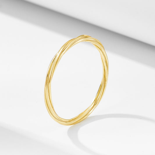925 Sterling Silver Geometric Entwined Line Ring, Minimalist High-End Ins Style Jewelry