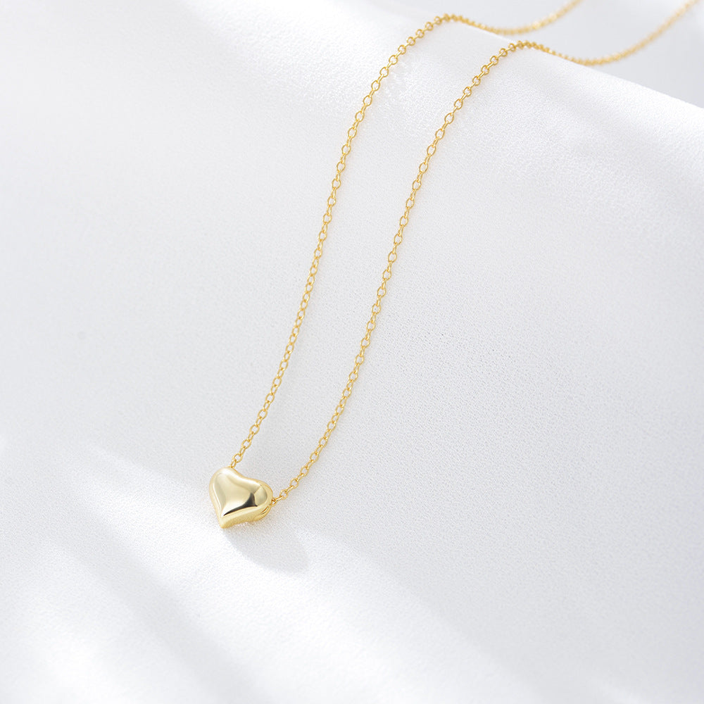 925 Sterling Silver Minimalist Hollow Heart Necklace, Elegant Ins Style Love Pendant Jewelry