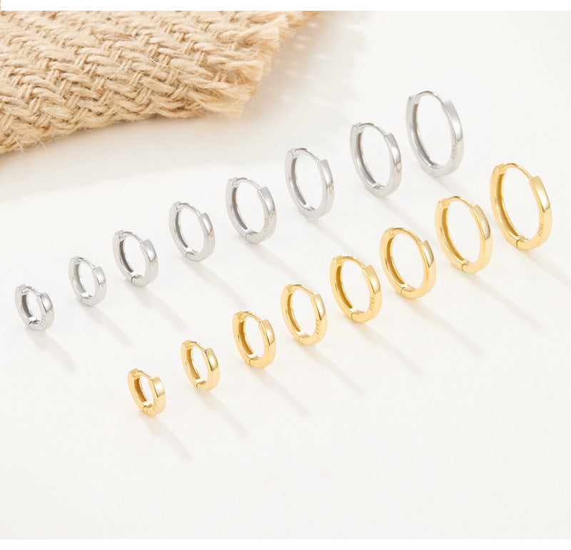 Polished Hoop Earrings - 925 Silver Minimalist Unisex Jewelry