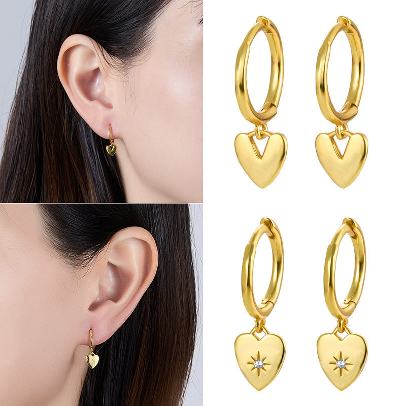 Heart Ear Cuffs - 925 Silver Stackable Light Luxury Wholesale