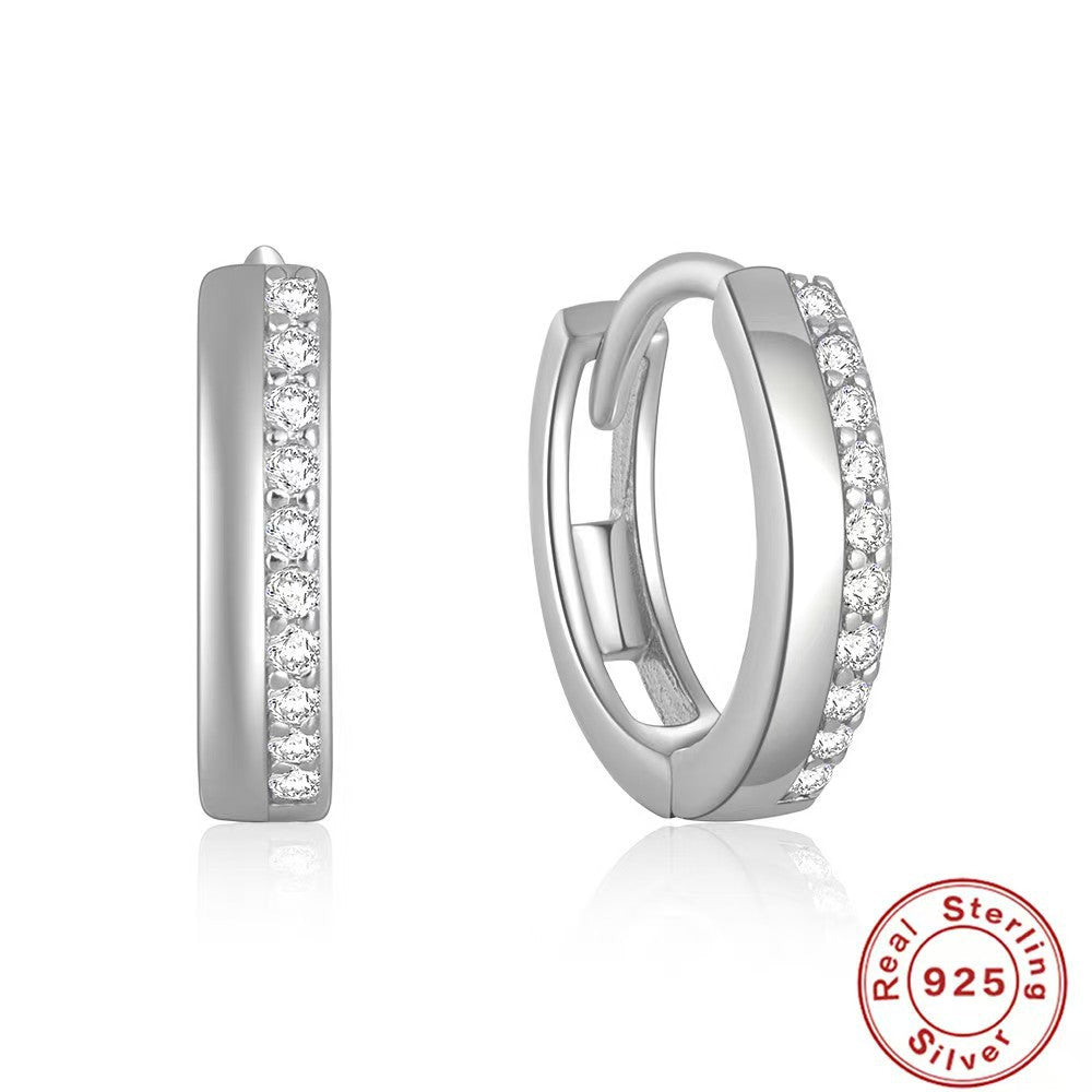 Diamond Hoop Earrings - S925 Silver Geometric Niche Ear Jewelry