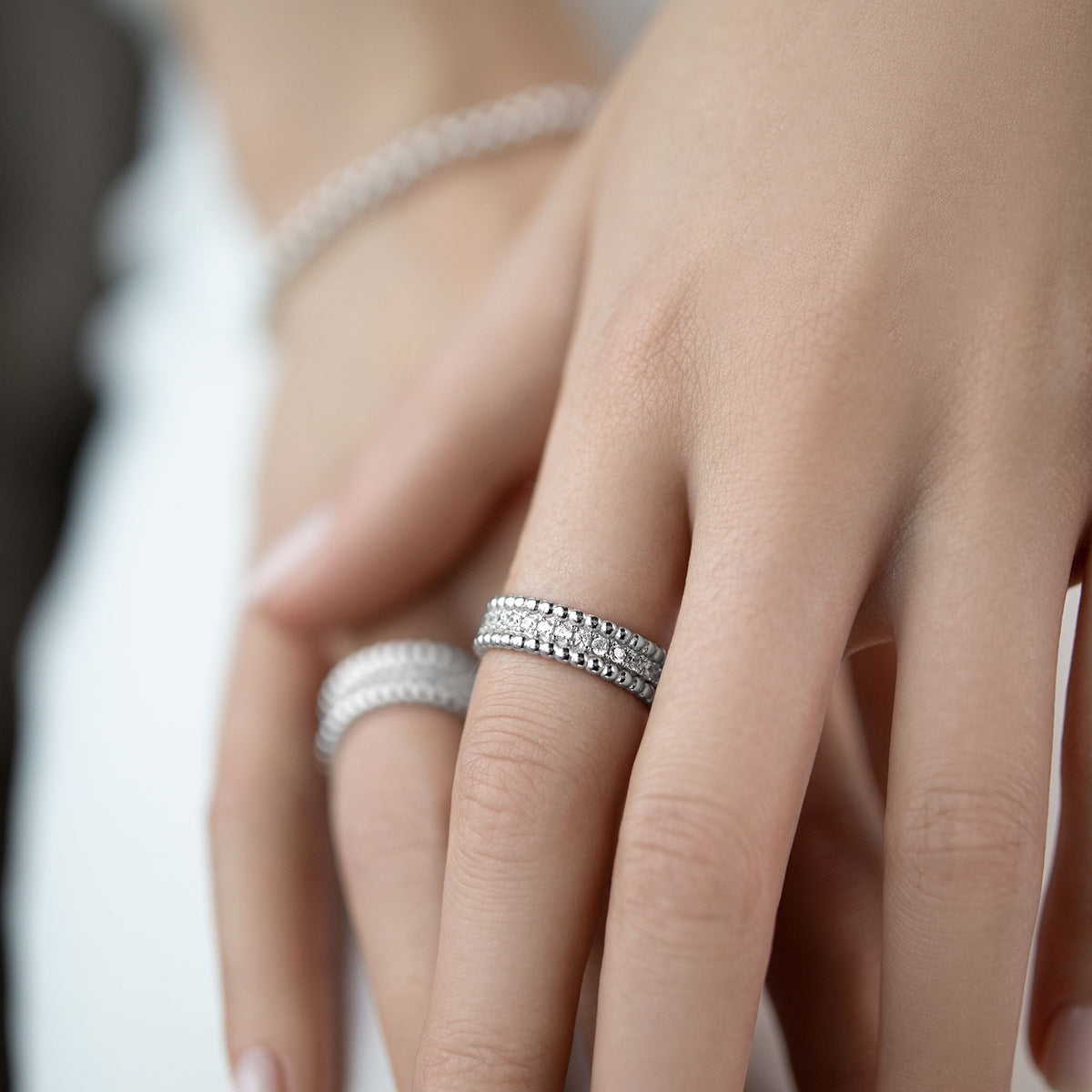 Geometric Puzzle Jewelry Set - S925 Silver Matching Earrings Ring Wholesale