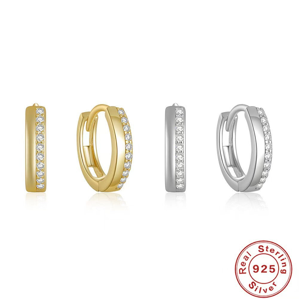 Diamond Hoop Earrings - S925 Silver Geometric Niche Ear Jewelry