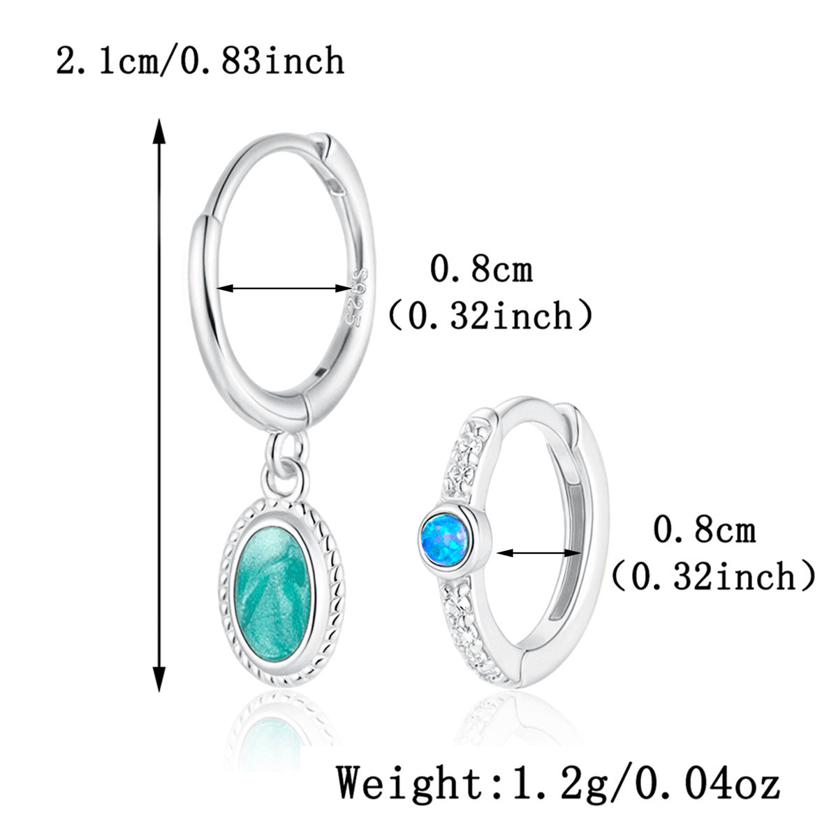 Asymmetric Opal Ear Cuffs - 925 Silver Enamel Drip Factory Direct