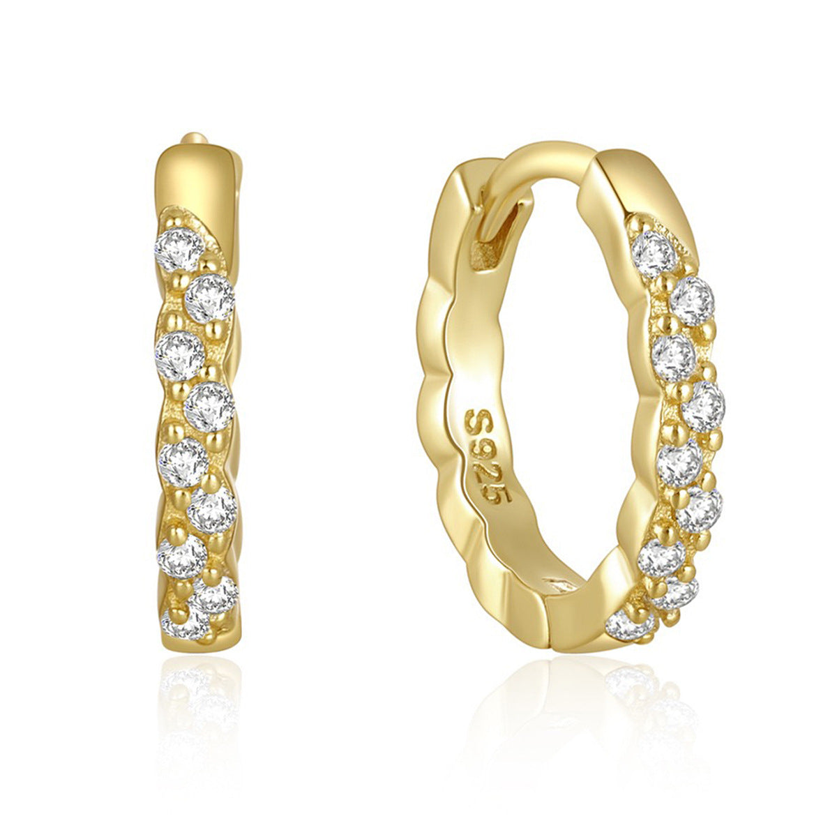 Diamond Hoop Earrings - S925 Silver Geometric Niche Ear Jewelry