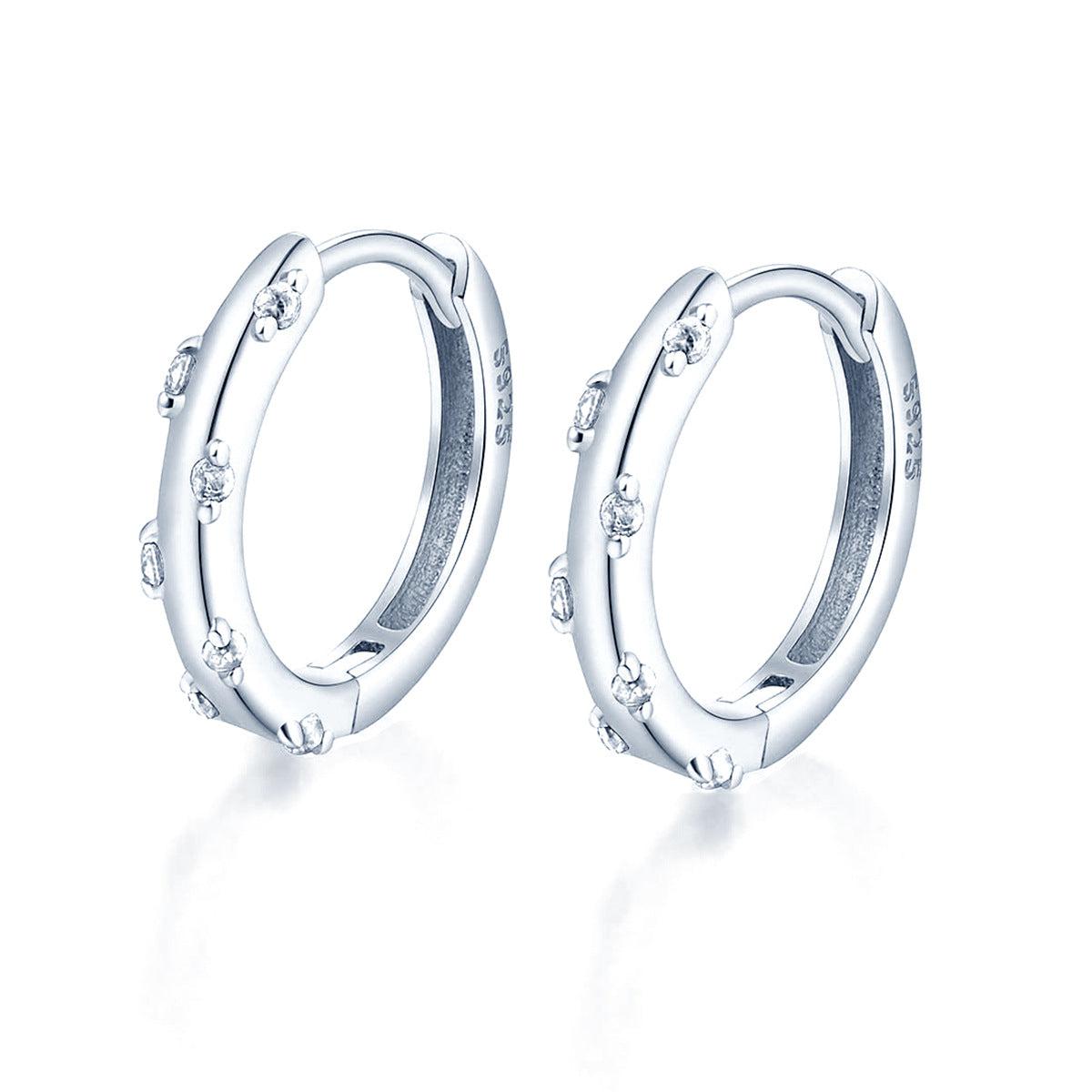 Colored Zircon Hoop Earrings - S925 Silver Modern European Factory Jewelry