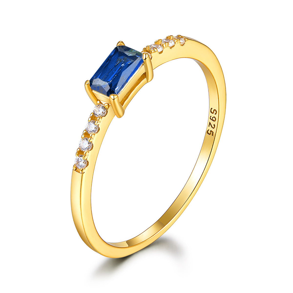 Colored Zircon Gold-Tone Ring - S925 Sterling Silver Minimalist Light Luxury Wholesale