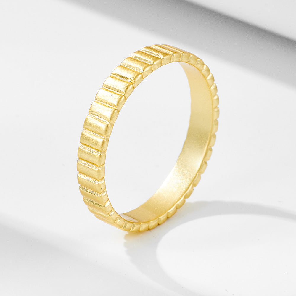 S925 Silver Modern Textured Band Ring - Unique Ins Style Aesthetic Accessory
