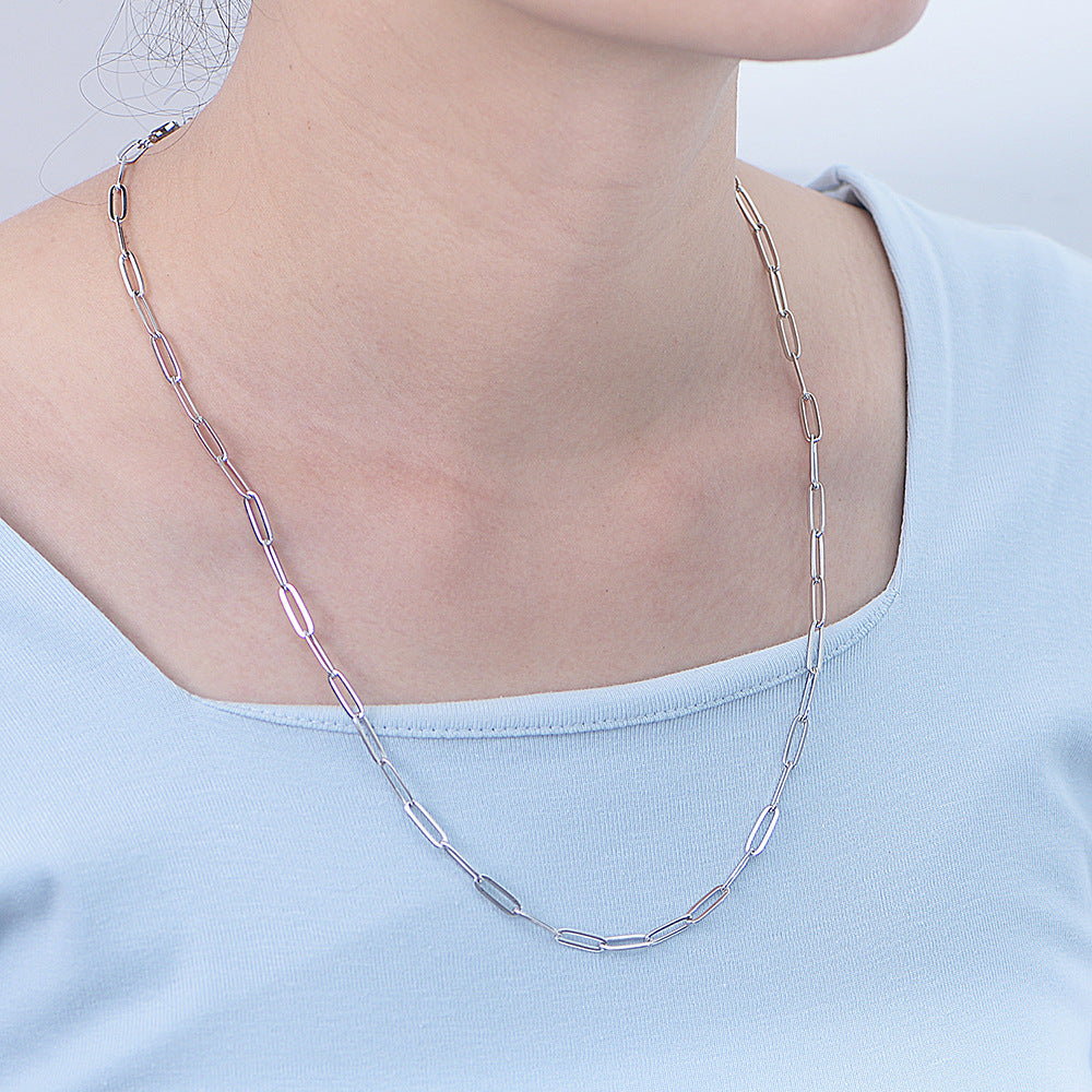 S925 Silver Modern Paperclip Sweater Chain - Long Versatile Ins Style Necklace