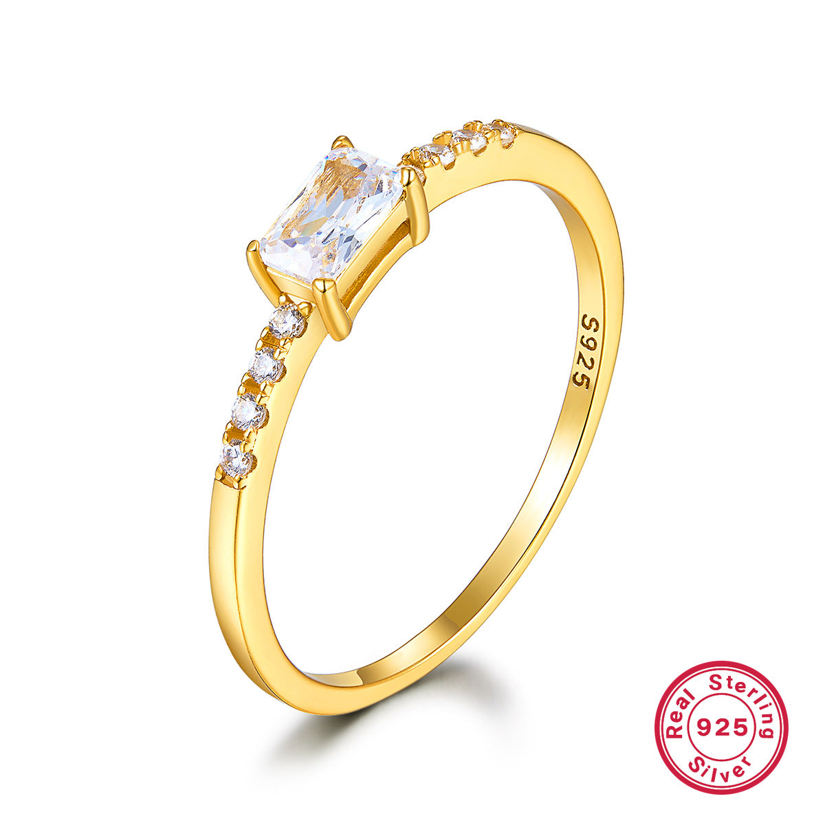 Colored Zircon Gold-Tone Ring - S925 Sterling Silver Minimalist Light Luxury Wholesale