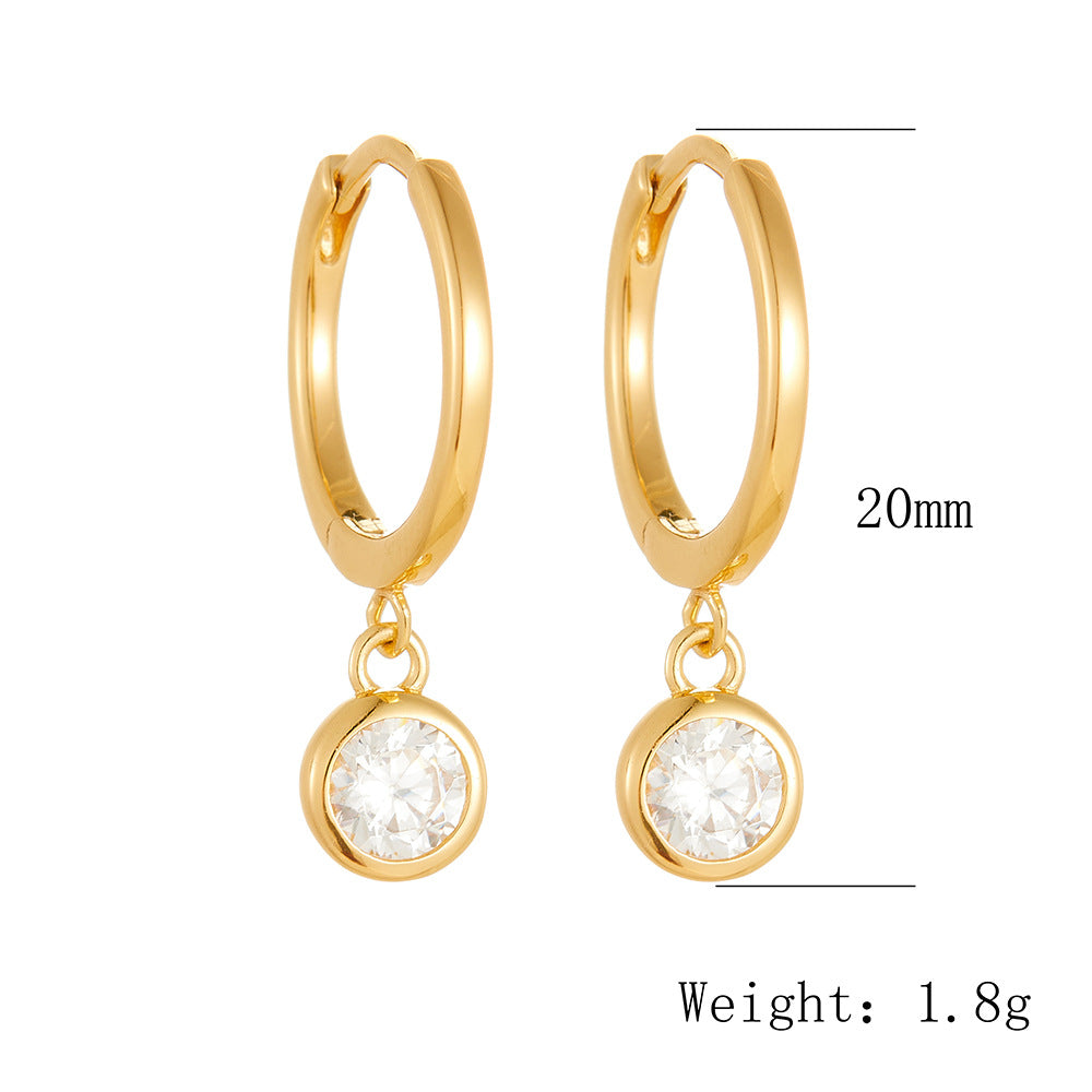 925 Sterling Silver Minimalist Drop Earrings, Pave Single Zirconia High-End Jewelry
