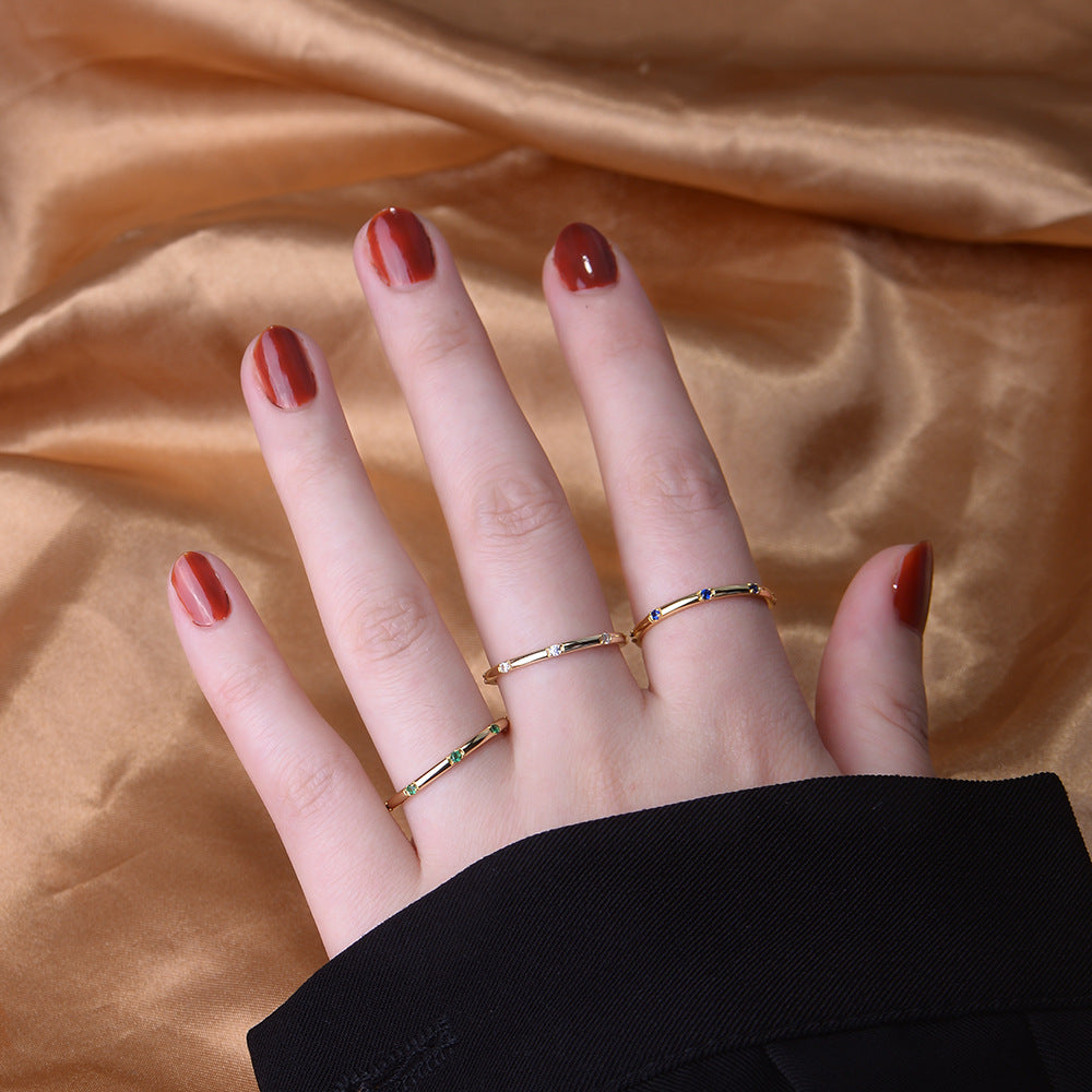 925 Sterling Silver Zirconia Band Ring, Minimalist Sparkling Jewelry