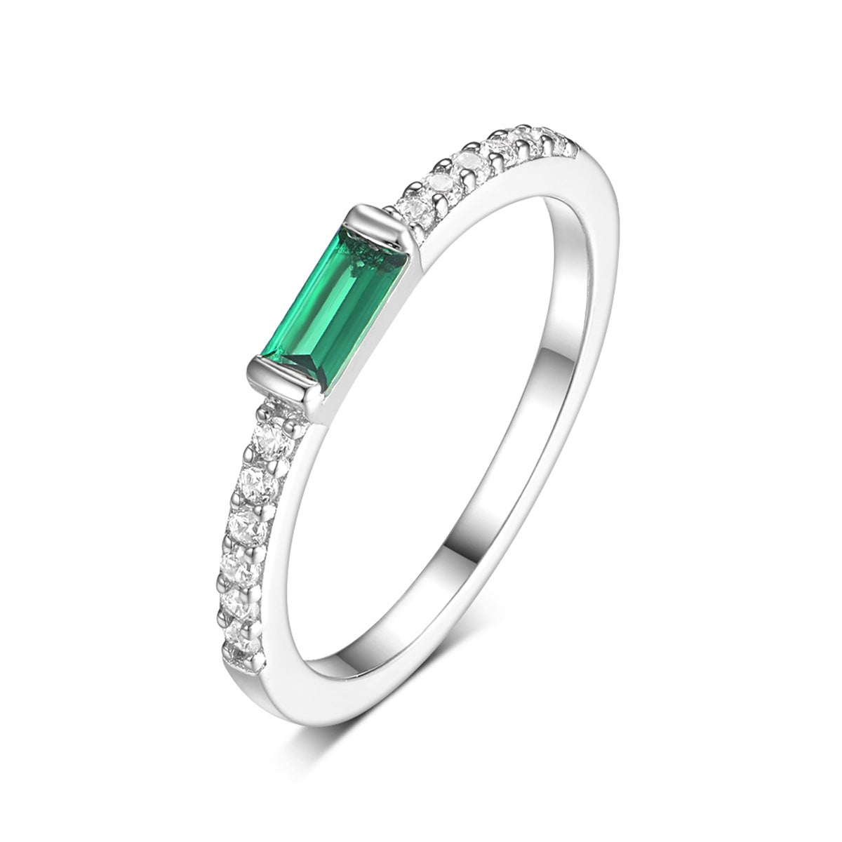 Green Nano Diamond Ring - 925 Silver Minimalist Light Luxury Jewelry