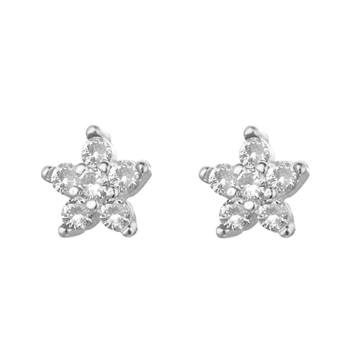 Plum Blossom Earrings - S925 Silver Sweet Diamond Petal Studs