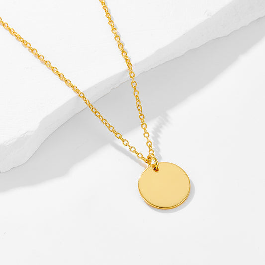 925 Sterling Silver Vintage Round Medallion Necklace, Minimalist Layered Clavicle Chain