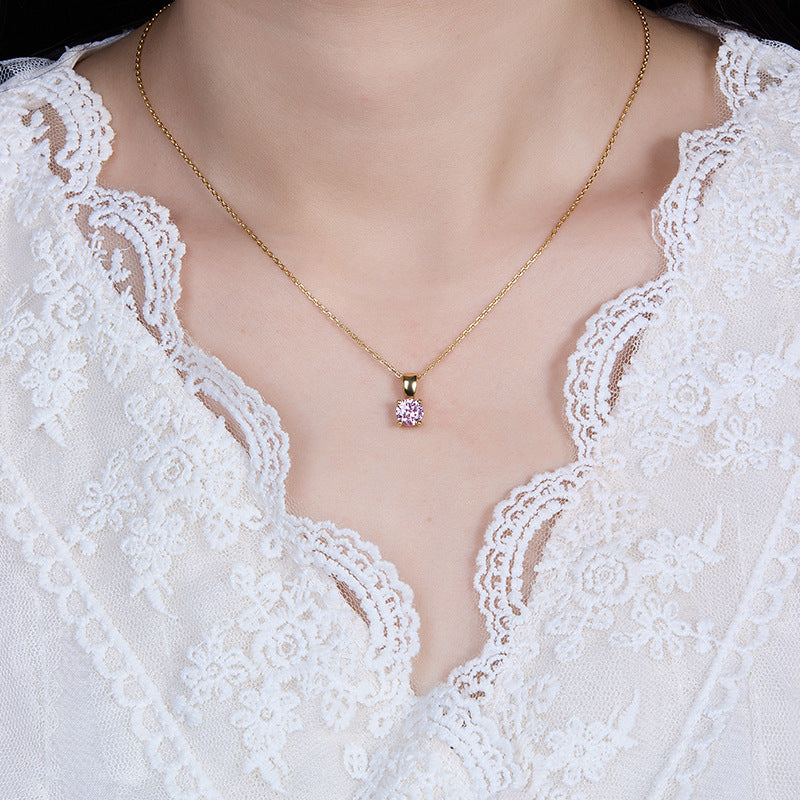 December Birthstone Necklace - 925 Sterling Silver Minimalist Zircon Jewelry