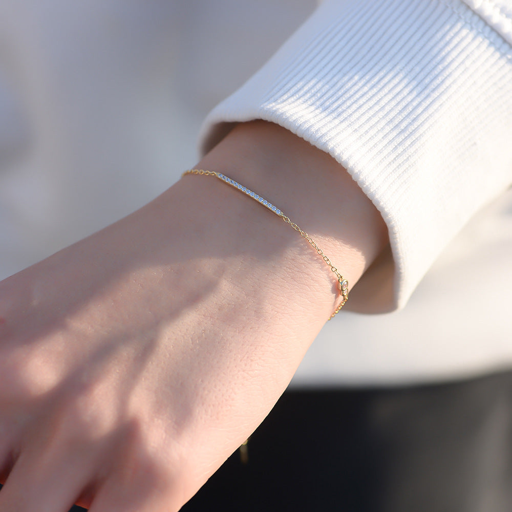 925 Sterling Silver Minimalist Link Bracelet, High-End Design Chain Jewelry