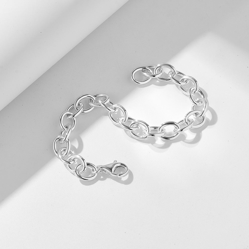 925 Sterling Silver Heavy-Duty Chunky Circle Bracelet, Minimalist High-End Jewelry