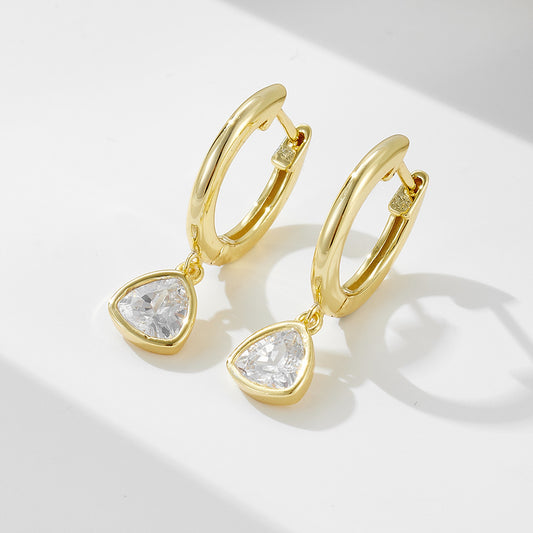 925 Sterling Silver Triangle Geometric Earrings for Women, Minimalist Zircon Dangle Earrings, Unique Aesthetic Jewelry, Versatile Daily Accessory