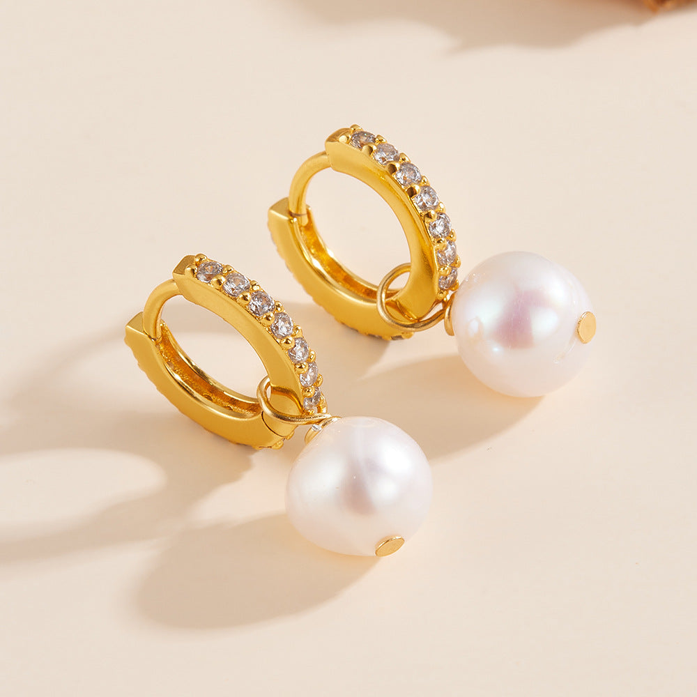 Sterling Silver Elegant Pearl Dangle Earrings for Women, Timeless Graceful Style