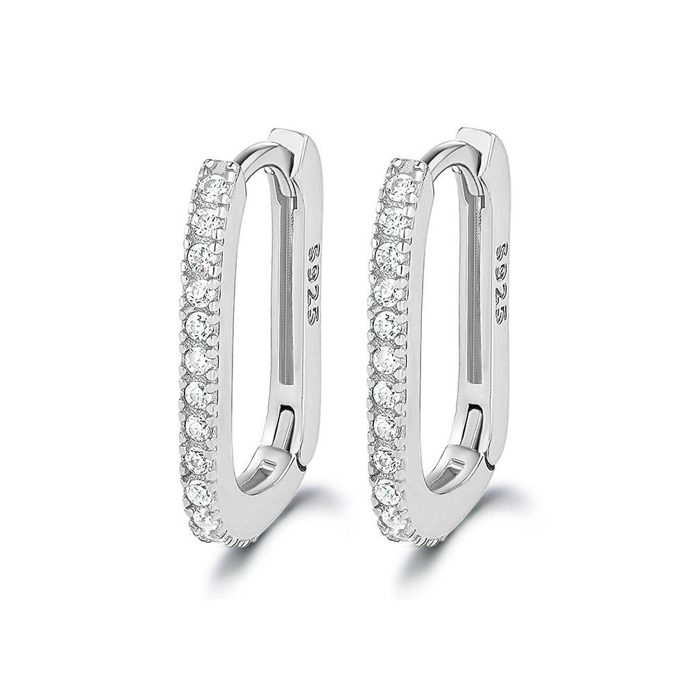 Oval Zircon Ear Cuffs - 925 Sterling Silver European Wholesale Jewelry