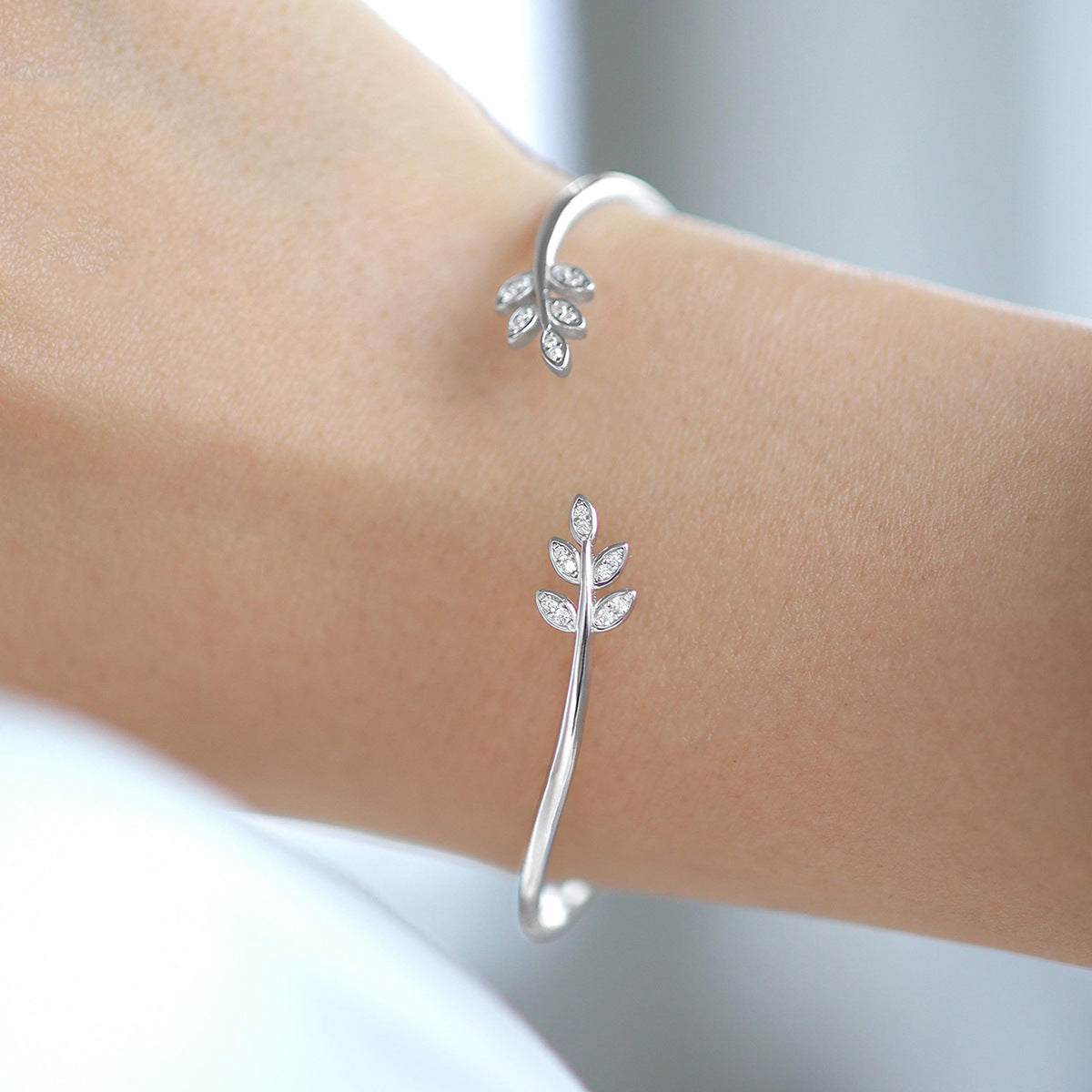 Leaf Diamond Bracelet - 925 Sterling Silver Light Luxury Trending