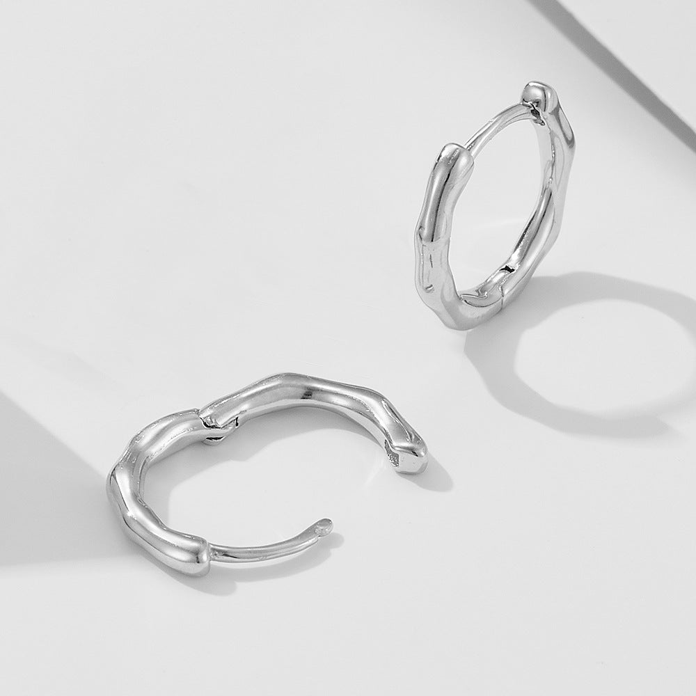 S925 Silver Abstract Twisted Hoop Earrings - Modern Ins Style Aesthetic Accessories