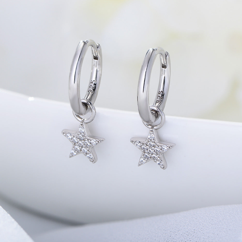 S925 Silver Minimalist Earring Combination - Sparkling Zirconia Set for Women