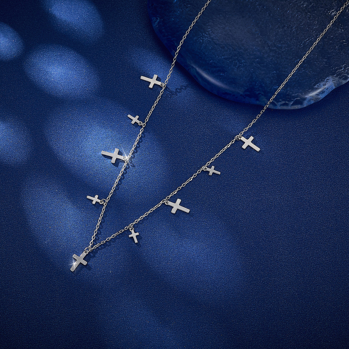 925 Silver Crucifix Jewelry Set | Tassel Necklace, Bracelet, Anklet