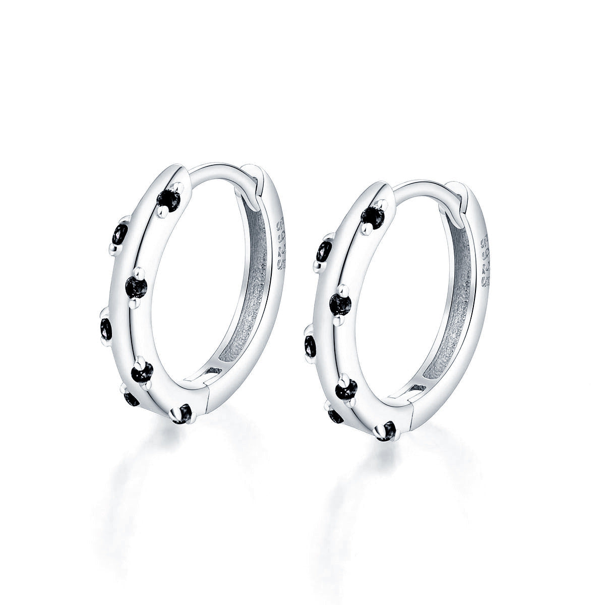 Colored Zircon Hoop Earrings - S925 Silver Modern European Factory Jewelry