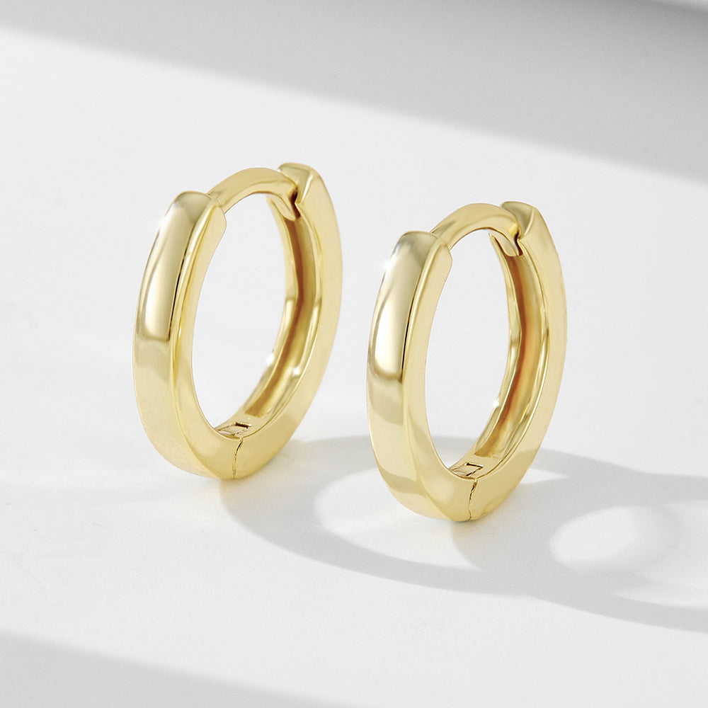925 Sterling Silver Minimalist Chunky Hoop Earrings, High-Polished Versatile Huggie Jewelry