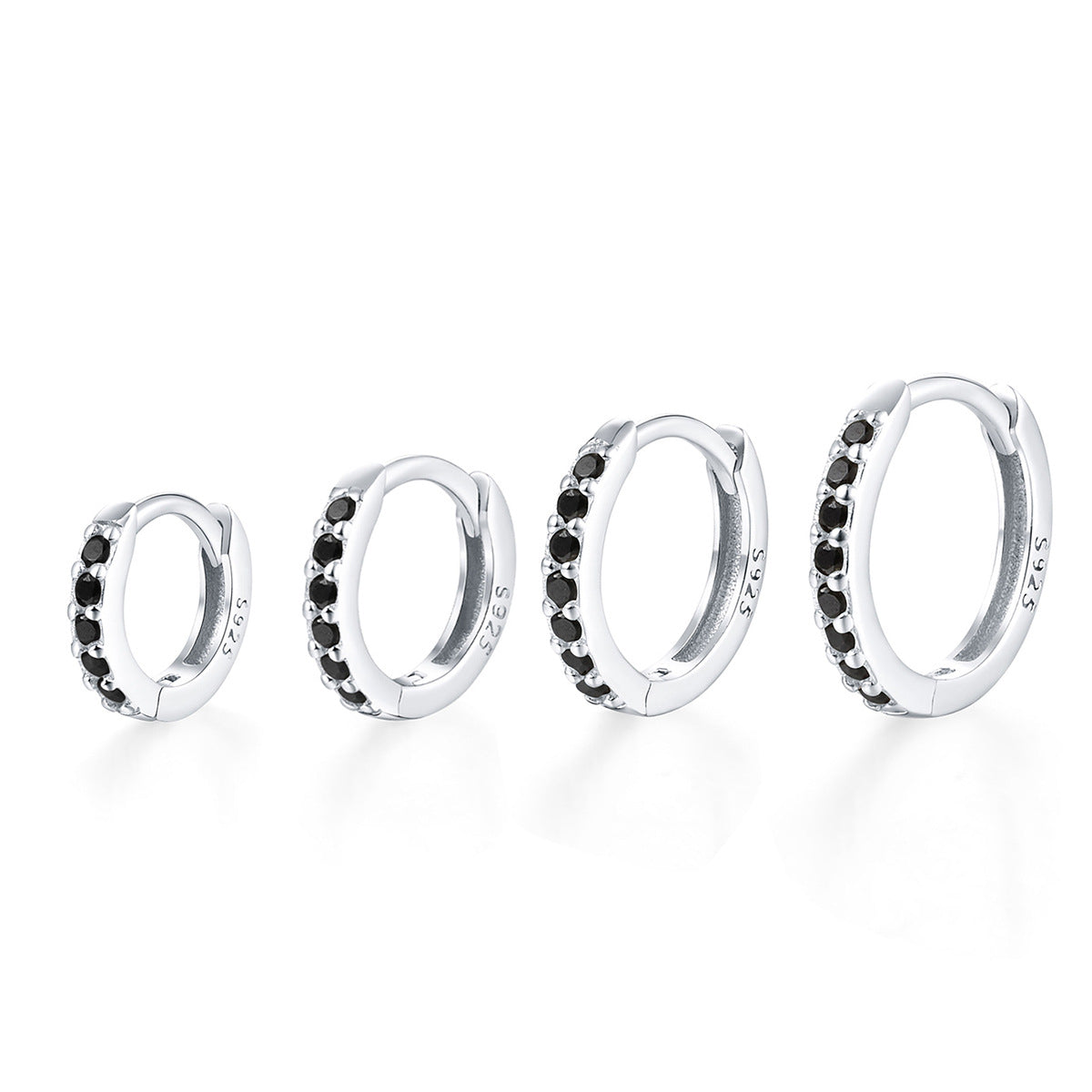 Zircon Hoop Earrings - 925 Silver Minimalist Light Luxury Wholesale