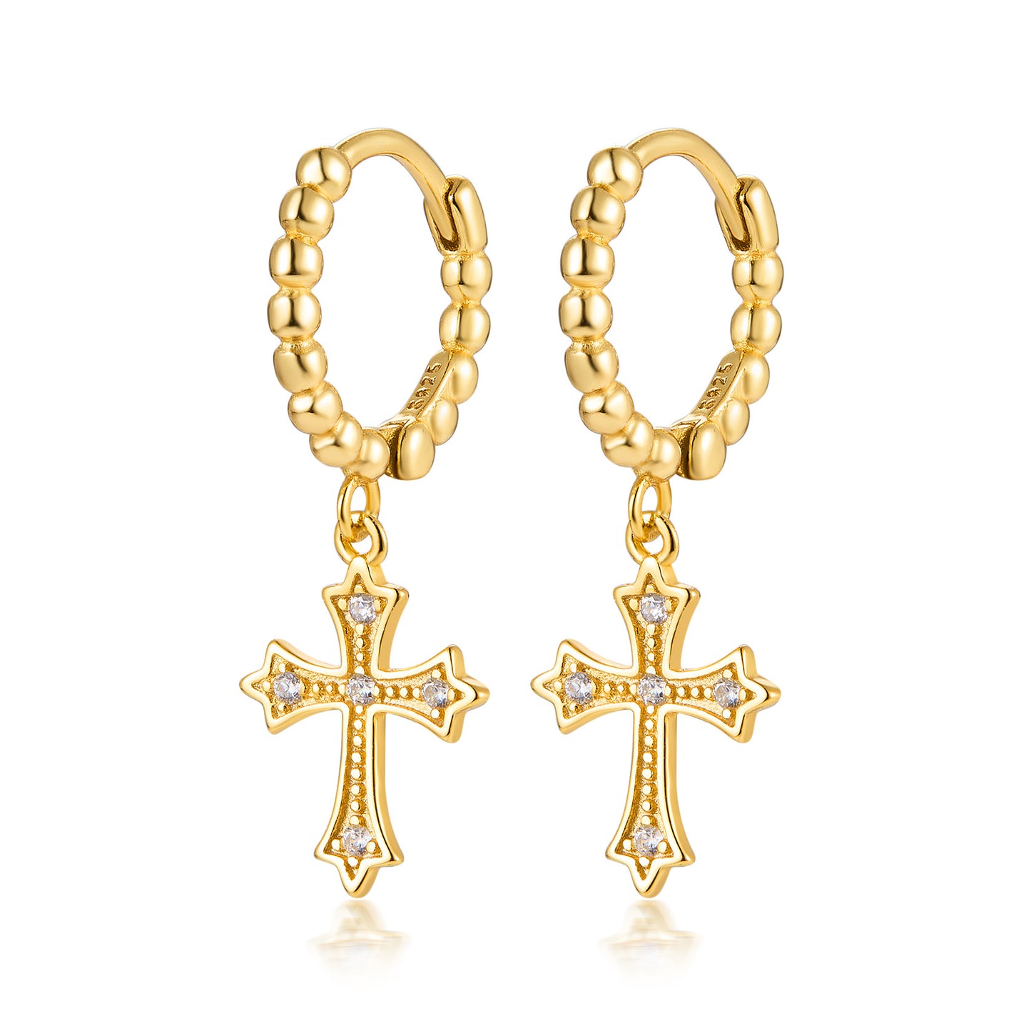 Micro-Inlaid Cross Earrings - S925 Sterling Silver Fashion Personalized Jewelry
