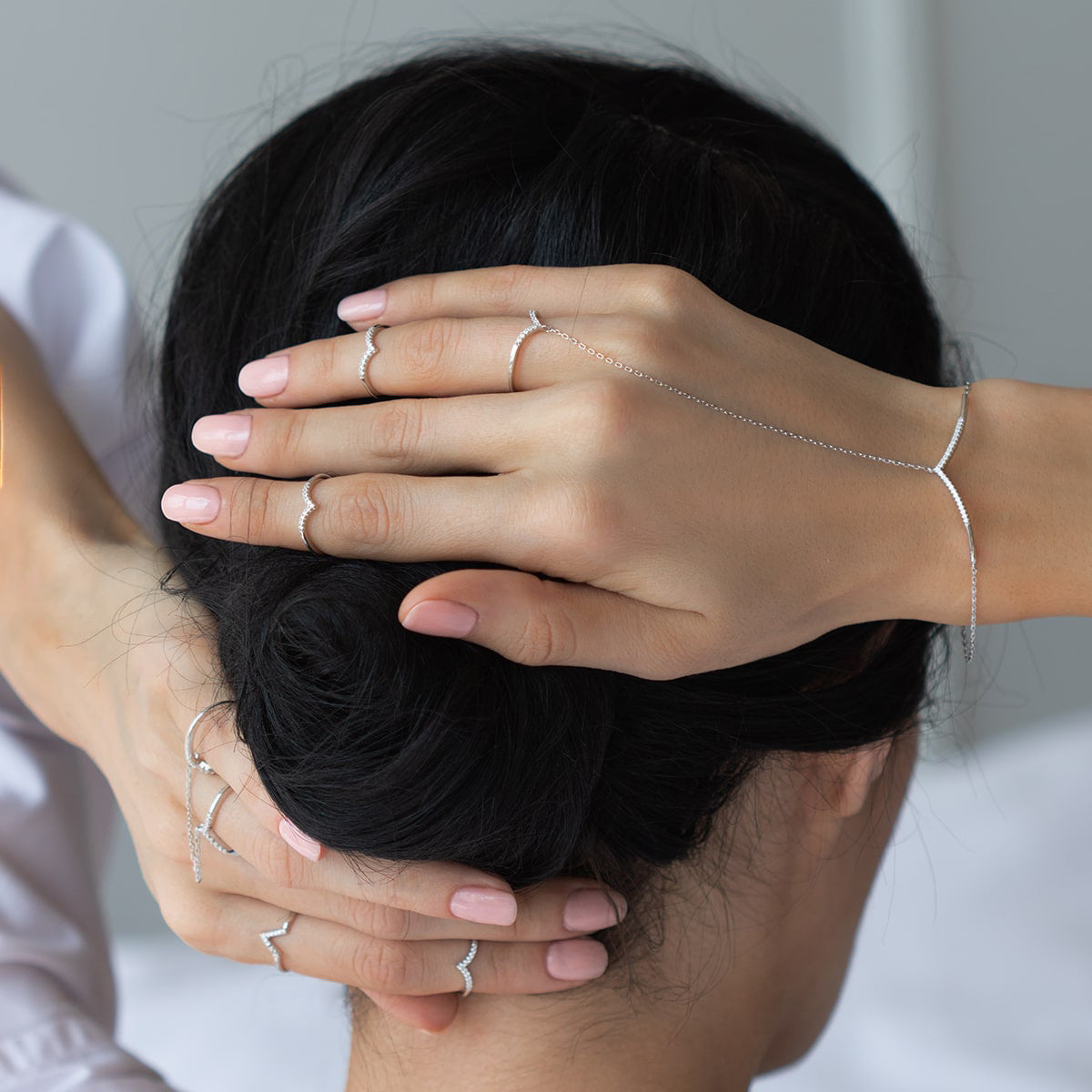 Zircon Finger Chain - 925 Silver Minimalist Light Luxury Jewelry