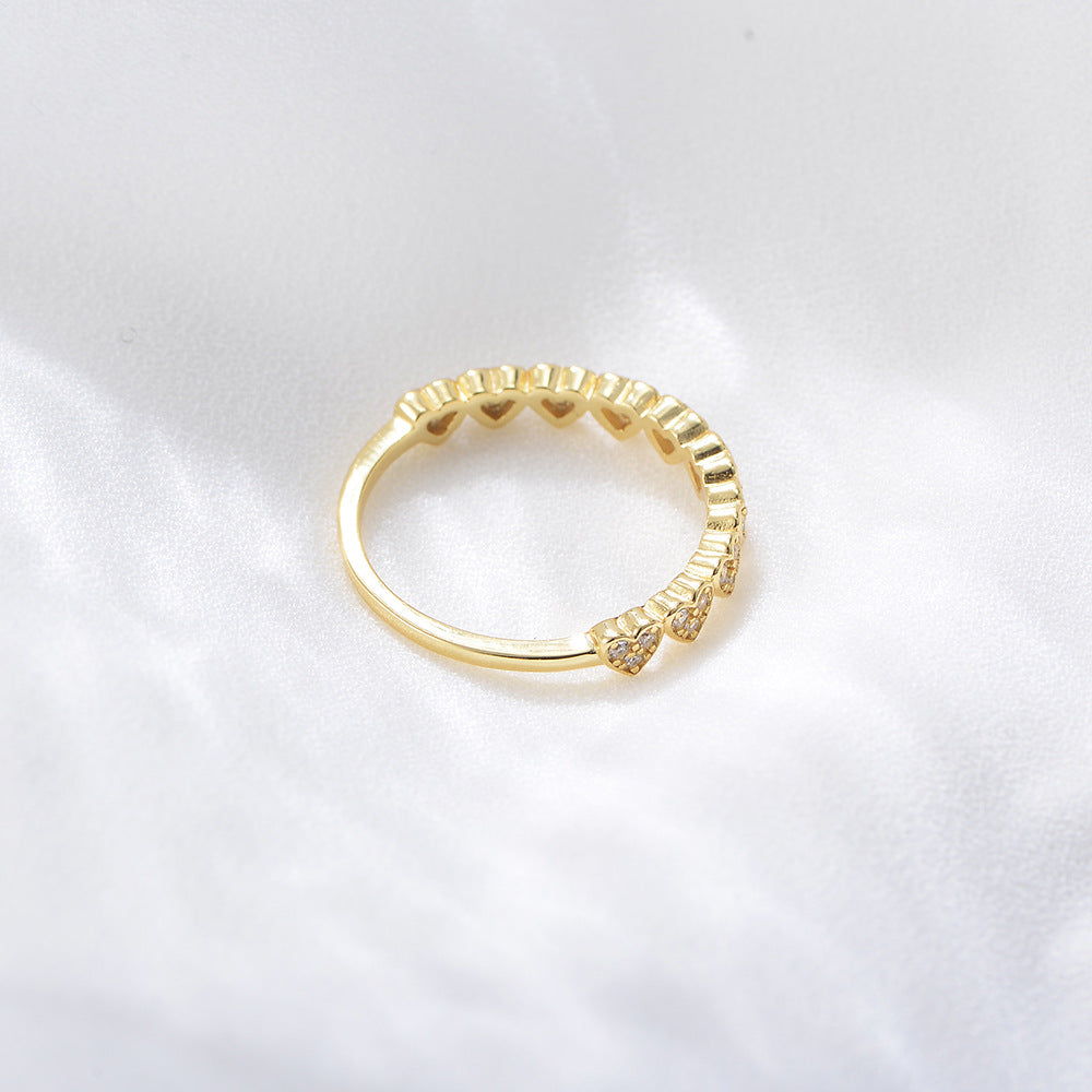 925 Sterling Silver Heart Zirconia Ring, Vintage Minimalist Jewelry