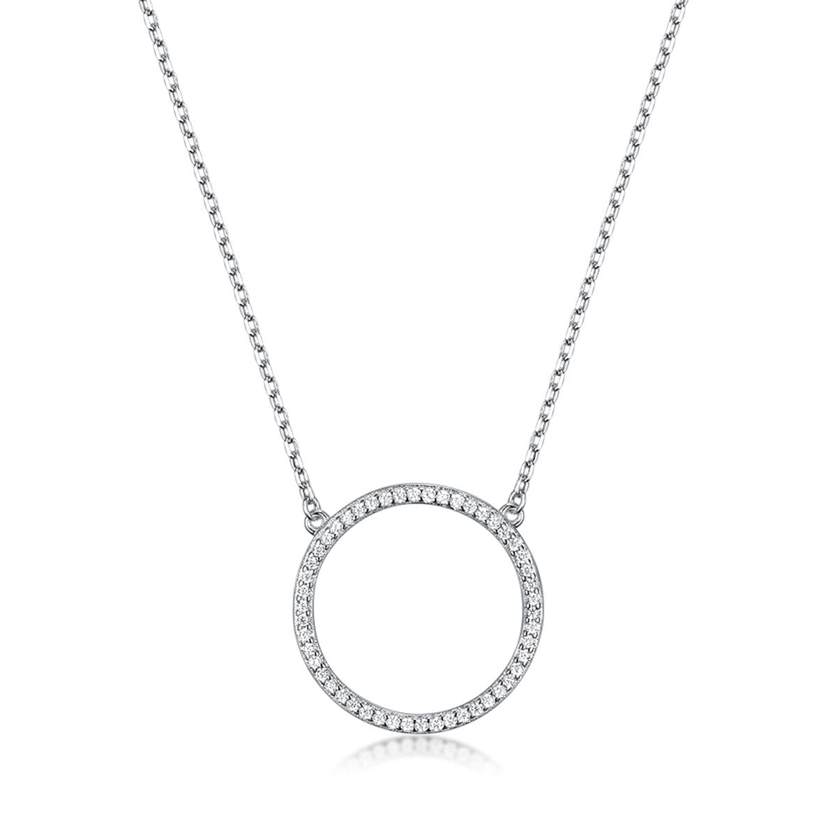 Zircon Circle Necklace Set - 925 Silver Geometric Layered Jewelry