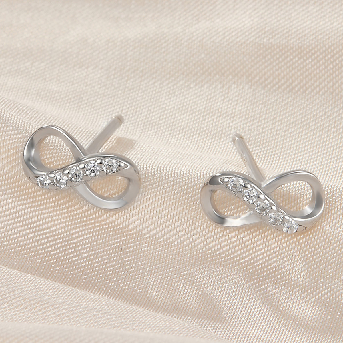 Infinity Zircon Studs - 925 Silver Minimalist Light Luxury Wholesale