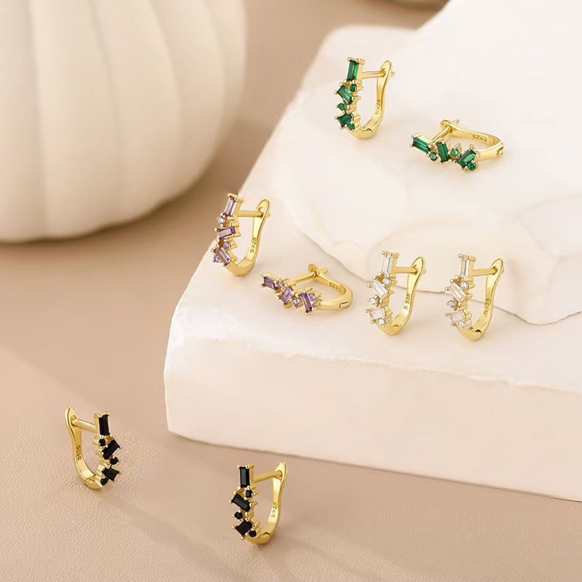 Geometric Stud Earrings - S925 Sterling Silver Minimalist Niche Earrings