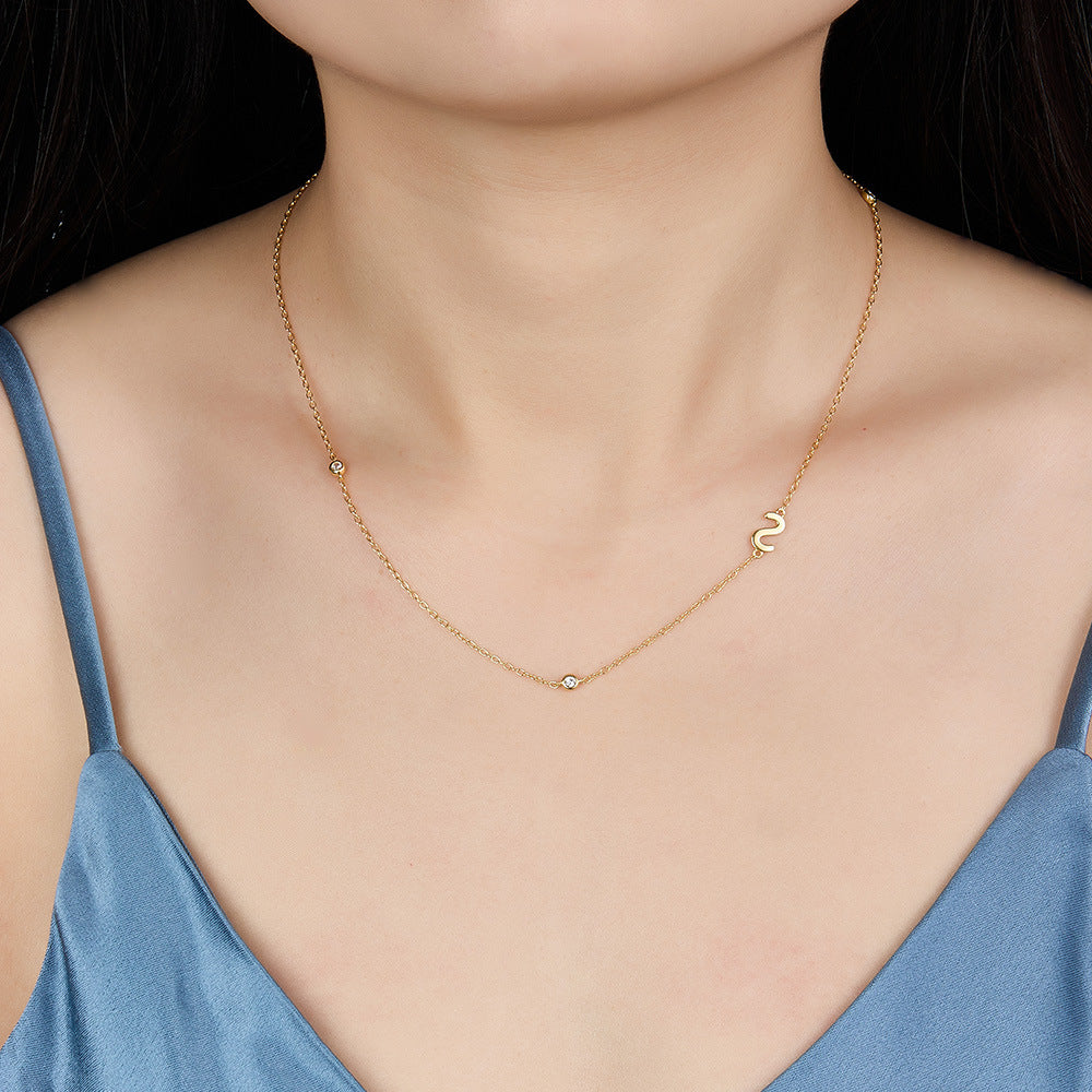 Alphabet Necklace - S925 Silver Micro Zircon Trending Collarbone Chain