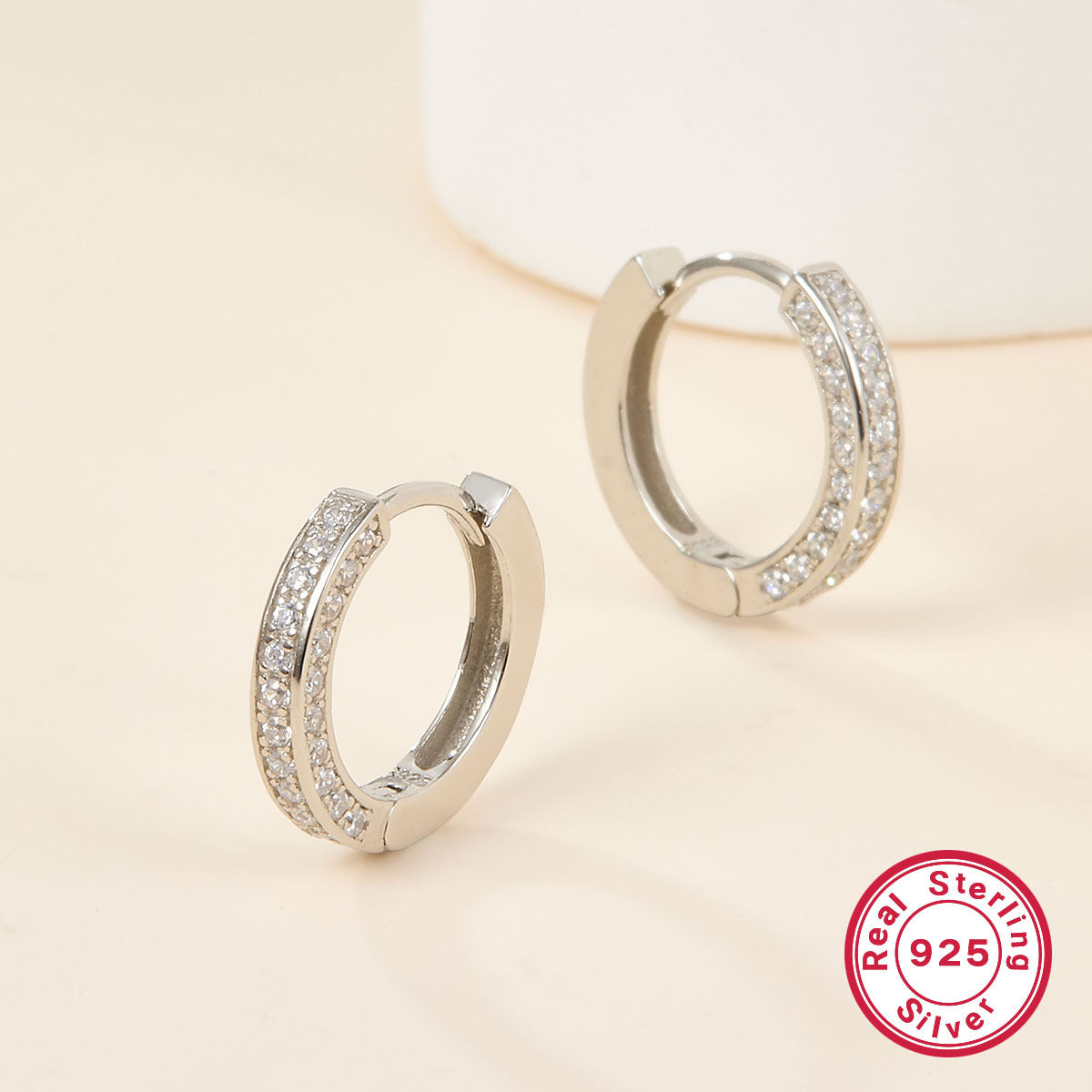 Diamond Hoop Earrings - S925 Silver Geometric Niche Ear Jewelry