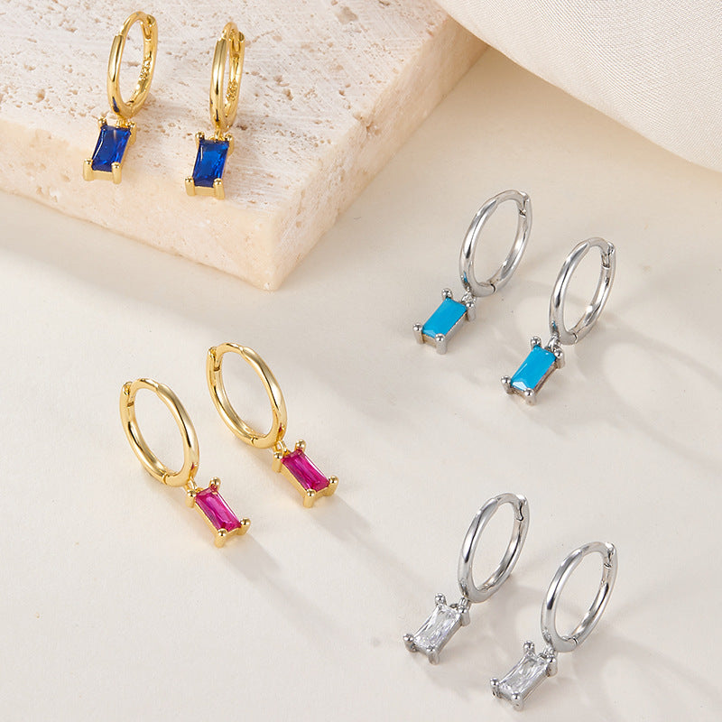 Zircon Earrings Wholesale - S925 Sterling Silver Minimalist Niche Studs