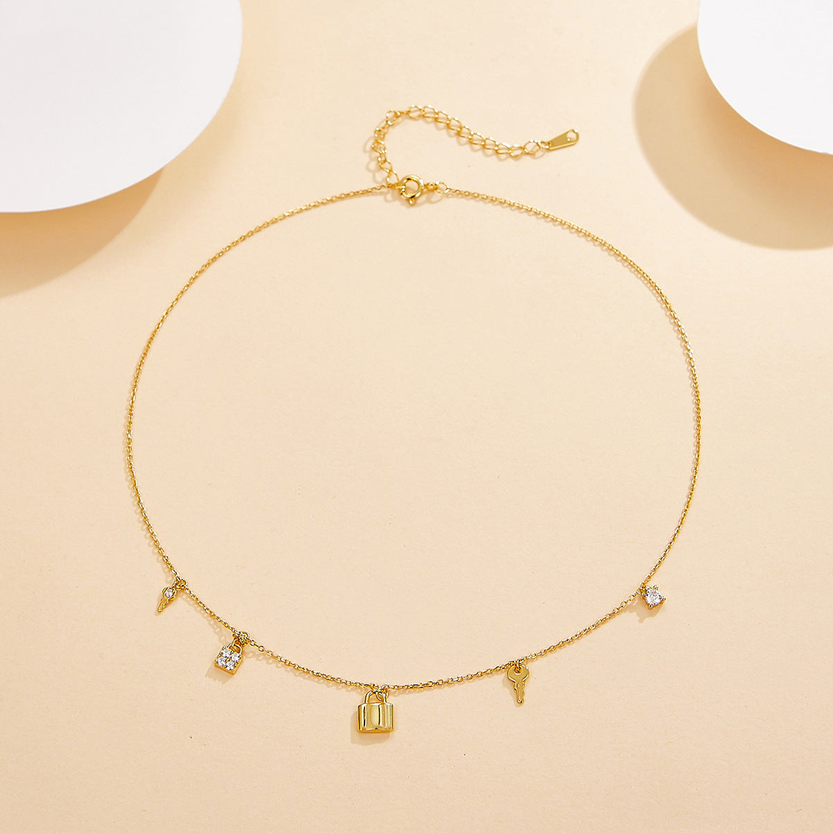 Key Lock Fringe Necklace - S925 Silver Sweet Cool Layered Choker