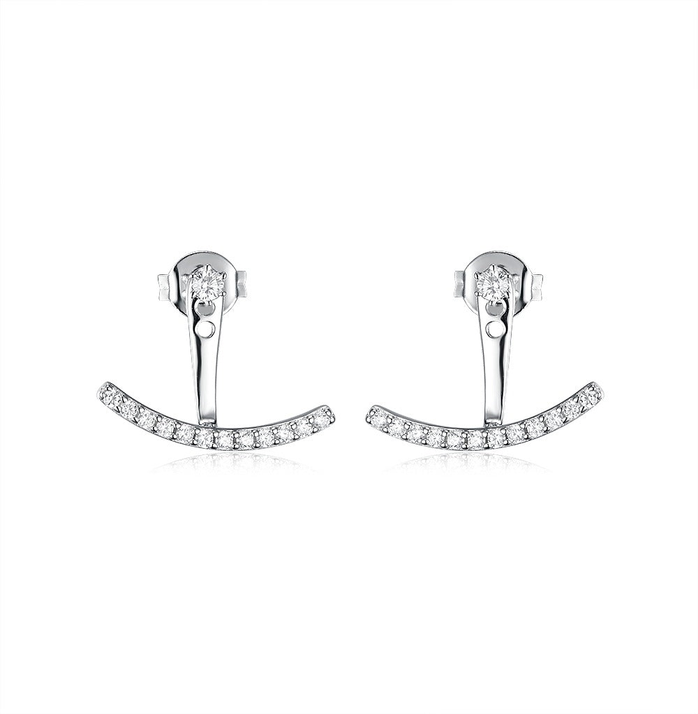 Smile Stud Earrings - S925 Sterling Silver Diamond-Encrusted Niche Earrings
