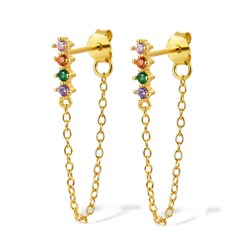 Diamond Fringe Earrings - S925 Silver Long Light Luxury Niche